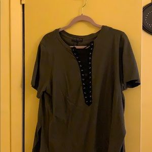 Army Green Lace up tee